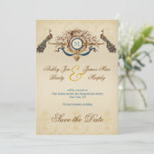 Romantische Pauw Opslag Bericht van de Datum Save The Date (Staand voorkant)