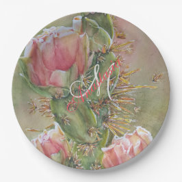 ROMANTISCHE PEAR CACTUS FLOWER MONOGRAM PARTIJ PAPIEREN BORDJE