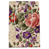 Romantische perzik en koraal Rozen Medium Cadeauzakje (Voorkant)