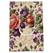 Romantische perzik en koraal Rozen Medium Cadeauzakje (Achterkant)