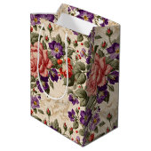 Romantische perzik en koraal Rozen Medium Cadeauzakje (Achterkant Gekanteld)