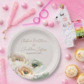 Romantische Perzik Ranunculus op Ivoorwit Papieren Bordje (Feest)