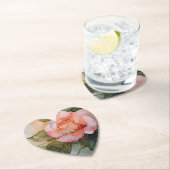 Romantische perzikroos bloemige bruidsmeesterschap kartonnen onderzetters (Insitu)