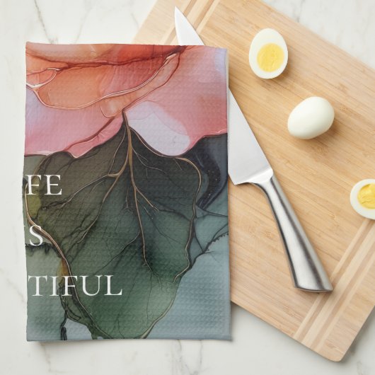 Romantische perzikroos bloemige bruidsmeubelentoil theedoek (Quarter Fold)