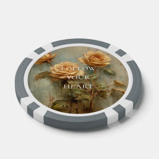 Romantische perzikrozen bloem poker chips (Enkel)