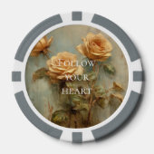 Romantische perzikrozen bloem poker chips (Voorkant)
