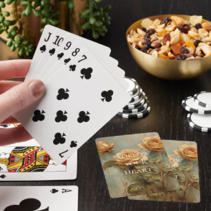 Romantische perzikrozen bloem pokerkaarten