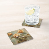 Romantische perzikrozen bloemige bruidsdouche kartonnen onderzetters (Insitu)