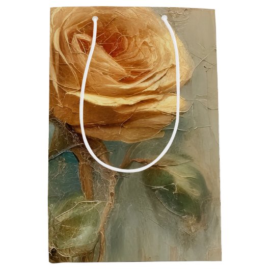 Romantische perzikrozen bloemrijke bruidsshowers medium cadeauzakje (Voorkant)