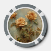 Romantische perzikrozen bloemstuk poker chips (Achterkant)