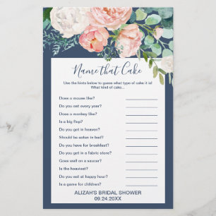 Romantische Pioen Bloemen Blauwe Naam Die Taart Flyer