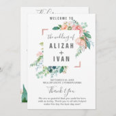 Romantische Pioen Bloemen Trouwprogramma Programma (Voorkant / Achterkant)