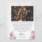 Romantische pioen bruiloft bedankkaart (Achterkant)