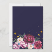 Romantische Pioenbloemen | Blauwe Huwelijksbelofte Kaart (Achterkant)