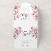 Romantische pioenen bruiloft all in one uitnodiging (Buitenkant)