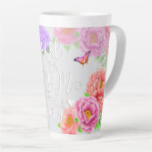 Romantische pioenen tuin grijs beste moeder latte mok (Rechterhoek)