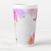 Romantische pioenen tuin grijs beste moeder latte mok (Voorkant)