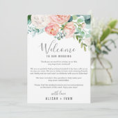 Romantische Pioenrozen Welkomstbrief & Reisplan Programma (Staand voorkant)