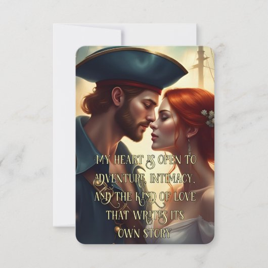 Romantische Pirate Love Dubbelzijdige Affirmatie K RSVP Kaartje (Voorkant)