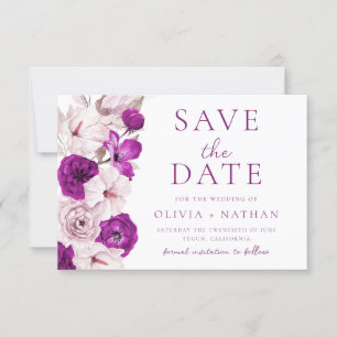 Romantische Plum & Blush Waterverf bruiloft Save The Date