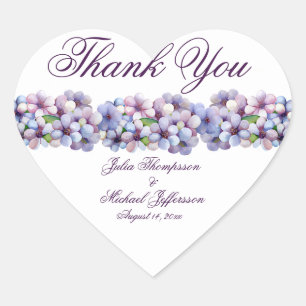Romantische Poetische Lila Waterverf Bloemenbruilo Hart Sticker