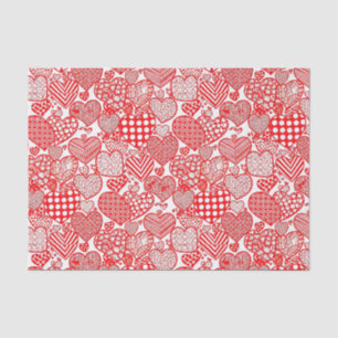 Romantische Polka Hart Doodle Rood Wit Tissuepapier