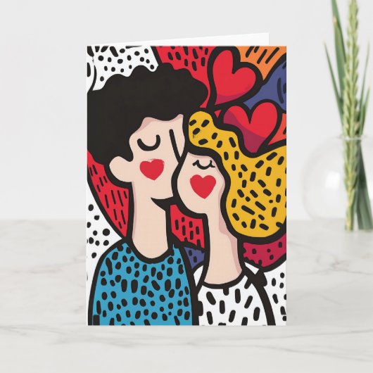 Romantische Pop Kunstillustratie van een liefdevol (Voorkant)