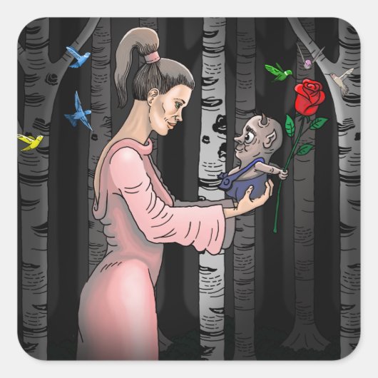 romantische prinses vierkante sticker (Voorkant)