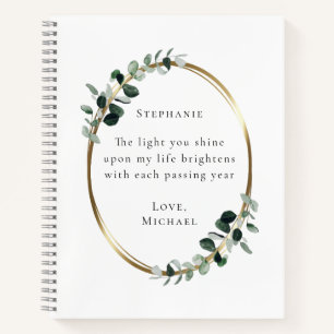 Romantische quote gepersonaliseerde eucalyptus notitieboek