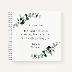 Romantische quote gepersonaliseerde eucalyptus notitieboek