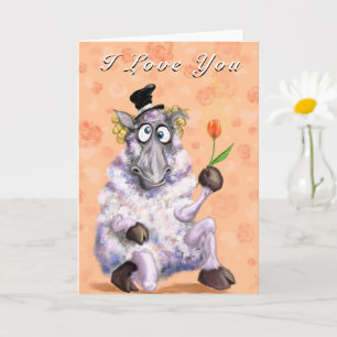 Romantische Ram met Roos Grappige Valentijnsdag Ka Kaart