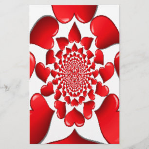Romantische Red Hearts Patroon Art Print Briefpapier