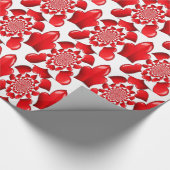 Romantische Red Hearts Patroon Art Print Cadeaupapier (Hoek)