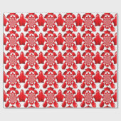 Romantische Red Hearts Patroon Art Print Cadeaupapier (Vlak)