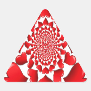 Romantische Red Hearts Patroon Art Print Driehoek Sticker