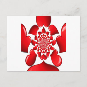 Romantische Red Hearts Patroon Art Print Feestdagenkaart