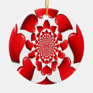 Romantische Red Hearts Patroon Art Print Keramisch Ornament