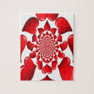 Romantische Red Hearts Patroon Art Print Legpuzzel