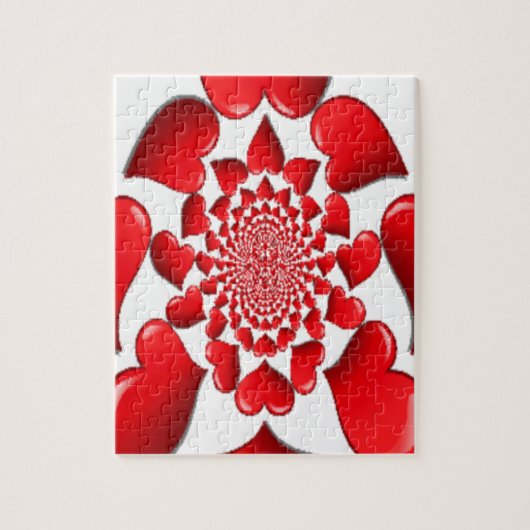 Romantische Red Hearts Patroon Art Print Legpuzzel (Verticaal)