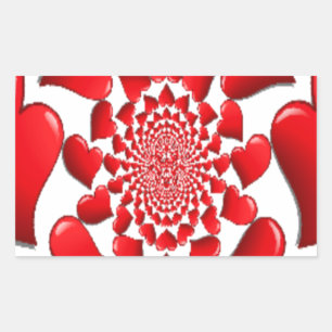 Romantische Red Hearts Patroon Art Print Rechthoekige Sticker