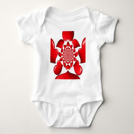 Romantische Red Hearts Patroon Art Print Romper (Voorkant)