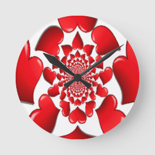 Romantische Red Hearts Patroon Art Print Ronde Klok