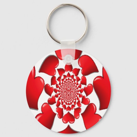 Romantische Red Hearts Patroon Art Print Sleutelhanger (Voorkant)
