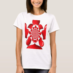Romantische Red Hearts Patroon Art Print T-shirt