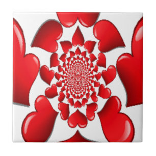 Romantische Red Hearts Patroon Art Print Tegeltje