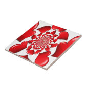 Romantische Red Hearts Patroon Art Print Tegeltje (Zijkant)