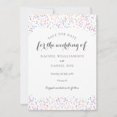 Romantische Regenboog Confetti Foto Save The Date (Voorkant)