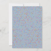 Romantische Regenboog Confetti Stof Blauw Bruiloft Kaart (Achterkant)