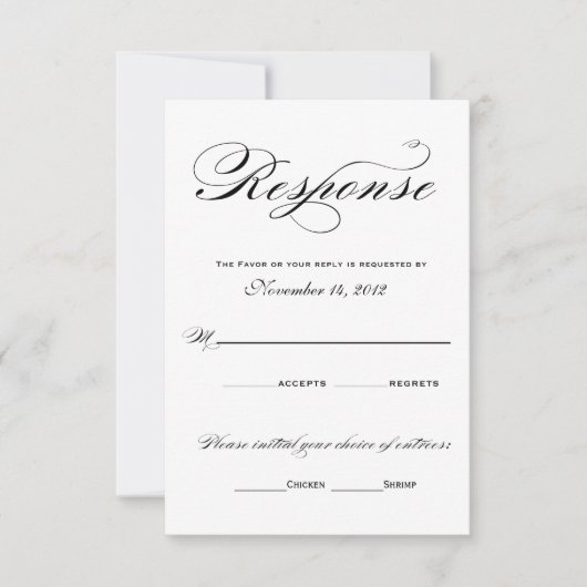 Romantische responskaarten - zwart en wit RSVP kaartje (Voorkant)
