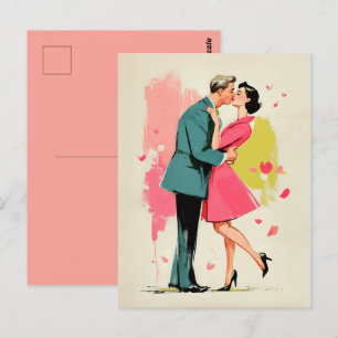 Romantische Retro Koppelkus Briefkaart
